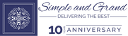 10th anniversary logo with decorative element and text 'Simple and Grand, Delivering the Best'.