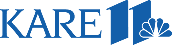 KARE 11 logo with blue text and a stylized number 11 and logo on a white background