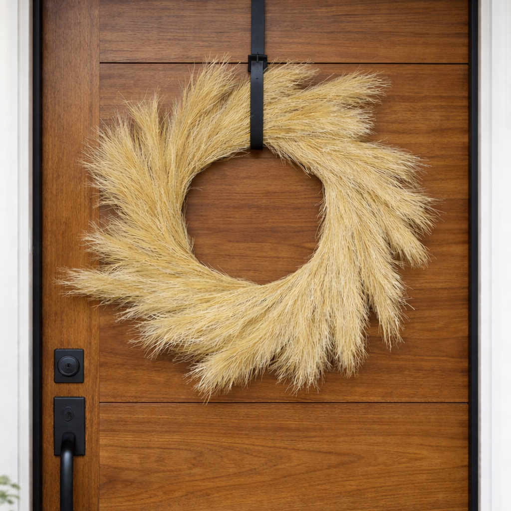 Pampas Plume Wreath, 20"-Seasonal Decor-Simple and Grand-Simple and Grand