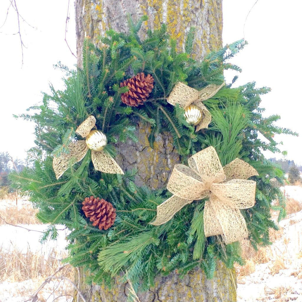 Gold Ball Wreath, 24&quot;-Seasonal Decor-Simple and Grand-Simple and Grand