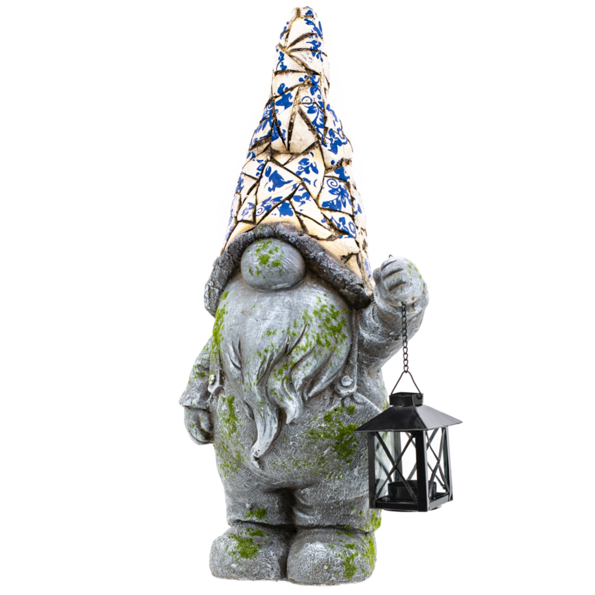 Mosaic Gnome with Lantern, 21.5"-Seasonal Decor-Simple and Grand-Simple and Grand