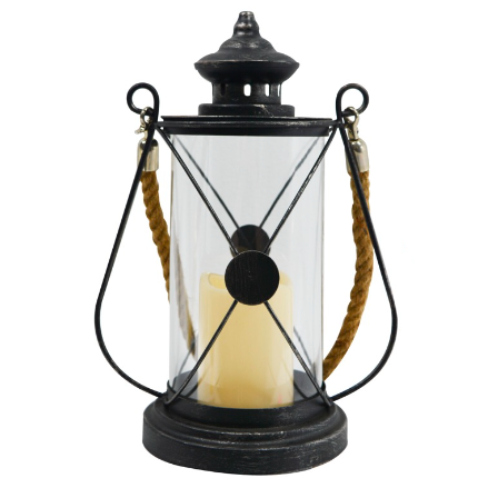 Round Lantern with Candle, 13&quot;-Simple and Grand-Simple and Grand